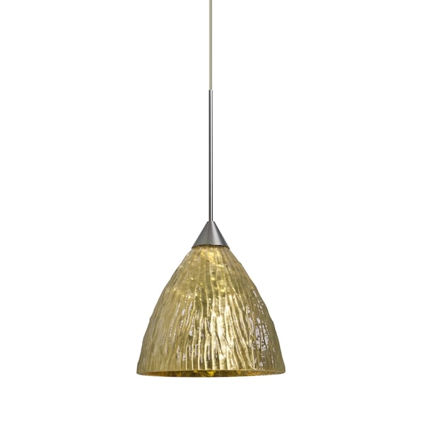 Besa Lighting Eve Cord Pendant, Stone Gold Foil, Satin Nickel Finish, 1x50W Halogen 1XT-EVEGS-SN - main
